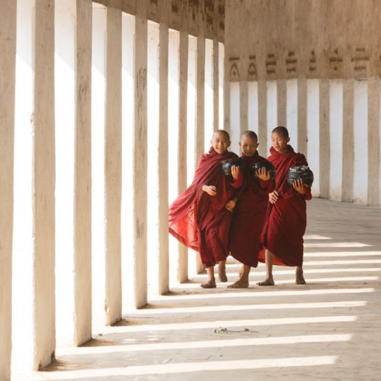 Novice Monks Walking In White Walkway - Andreas Kunz.way