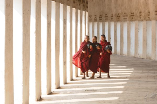 Novice Monks Walking In White Walkway - Andreas Kunz.way