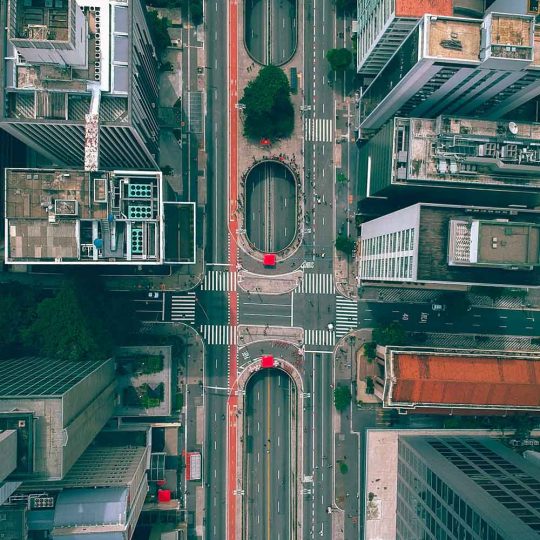 Vista aérea da Praça do Ciclista, avenida Paulista, São Paulo - Gabriel Ramos